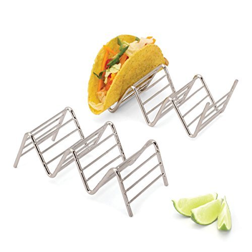 2LB DEPOT TACO HOLDER SET WITH 2 STACKABLE STANDS MADE OF HIGH QUALITY STAINLESS STEEL