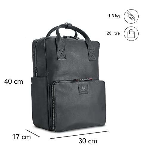 DONBOLSO BACKPACK AMSTERDAM I PREMIUM LEATHER DAYPACK FOR WOMEN AND MEN WITH LAPTOP COMPARTMENT I IDEAL LEATHER BACKPACK FOR TRAVEL