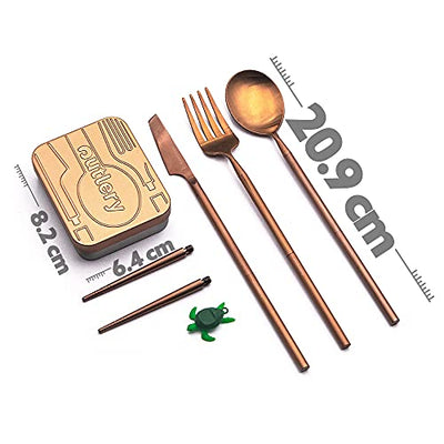 Travel cutlery from camping cutlery set for 1 person with chopsticks and case