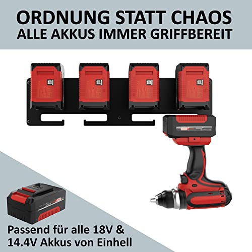 MEISTERGUT ® PREMIUM WALL MOUNT FOR EINHELL BATTERIES MADE OF SOLID STEEL [MADE IN GERMANY]