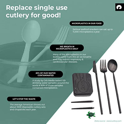 Travel cutlery from camping cutlery set for 1 person with chopsticks and case