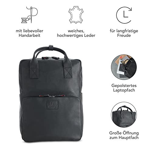 DONBOLSO BACKPACK AMSTERDAM I PREMIUM LEATHER DAYPACK FOR WOMEN AND MEN WITH LAPTOP COMPARTMENT I IDEAL LEATHER BACKPACK FOR TRAVEL