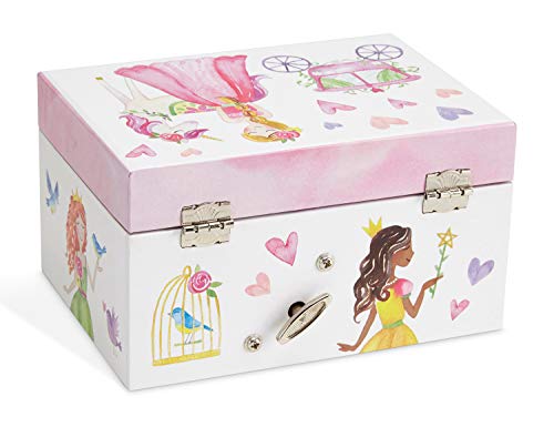 Music box jewelry box for girls with rotating unicorn rainbow