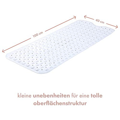 Non-Slip Extra Long Bath Mat With Suction Cups 100x40cm/40x16in