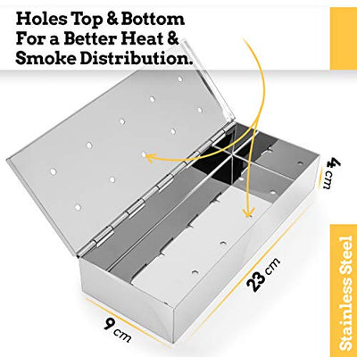 MOUNTAIN GRILLERS SMOKER BOX FOR GRILLING MADE OF STAINLESS STEEL - SMOKEBOX FOR A GREAT AROMA AT THE BBQ FOR GAS GRILL