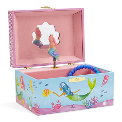 Music box jewelry box for girls with rotating unicorn rainbow