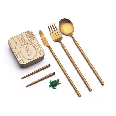 Travel cutlery from camping cutlery set for 1 person with chopsticks and case