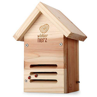 WILD ANIMAL HEART I LADYBUG HOUSE WEATHERPROOF AND UNTREATED I SOLID WOOD LADYBUG INSECT HOTEL I LADYBUG HOTEL