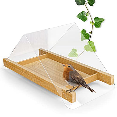 WILDLIFE FRIEND I DESIGN FLOOR BIRDHOUSE FOR WILD BIRDS WITH ACRYLIC GLASS - FLOOR FEEDING STATION FLOOR FEEDING STATION FOR BIRDS