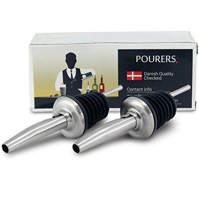 BARVIVO PROFESSIONAL POURERS IN A SET OF 2 - CLASSIC SPIRITS POURERS FOR YOUR HOME OR BAR. ANGLED BOTTLE POURER FOR WINE