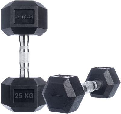 Hexagon dumbbells 2 x 20 kg set rubber dumbbells