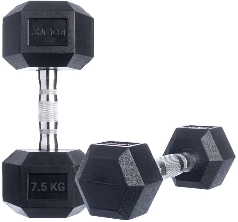 Hexagon dumbbells 2 x 20 kg set rubber dumbbells