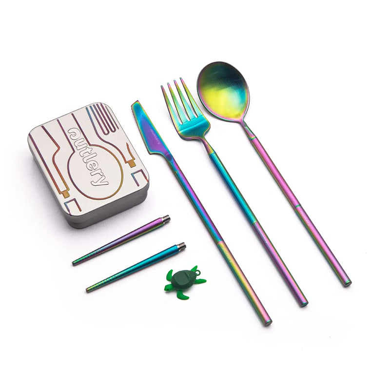 Travel cutlery from camping cutlery set for 1 person with chopsticks and case