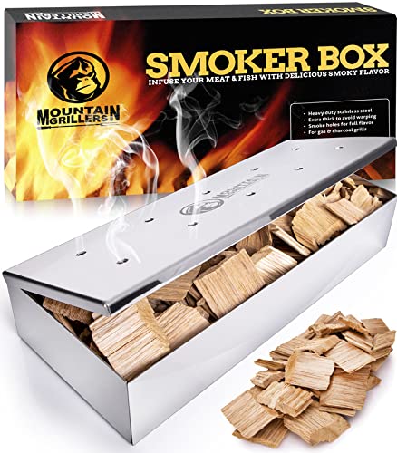 MOUNTAIN GRILLERS SMOKER BOX MADE OF STAINLESS STEEL FOR BBQ - SMOKE BOX FOR A GREAT AROMA WHEN GRILLING - FOR BALL-