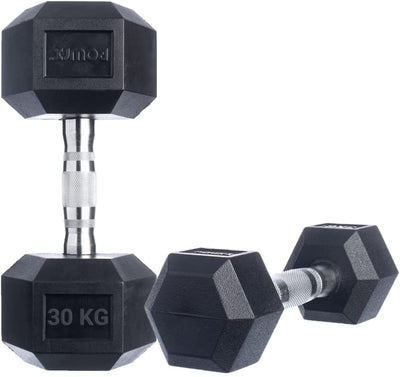 Hexagon dumbbells 2 x 20 kg set rubber dumbbells