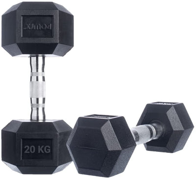 Hexagon dumbbells 2 x 20 kg set rubber dumbbells