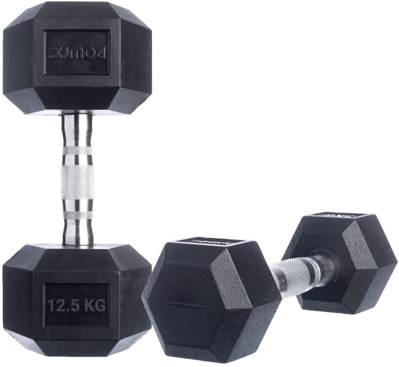 Hexagon dumbbells 2 x 20 kg set rubber dumbbells