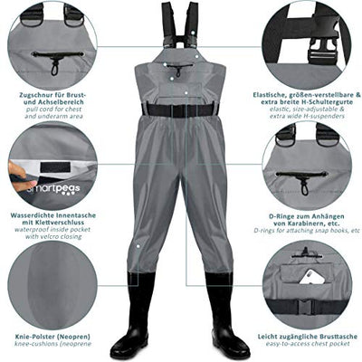 Waterproof Breathable Nylon Waders With Boots Neoprene Knee Pads