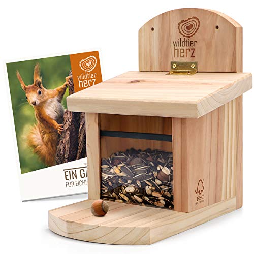 WILD ANIMAL HEART I SQUIRREL FEEDING HOUSE WEATHERPROOF I MADE OF SCREWED SOLID WOOD FEEDING STATION I FEEDING STATION SQUIRREL KOBEL