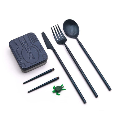 Travel cutlery from camping cutlery set for 1 person with chopsticks and case