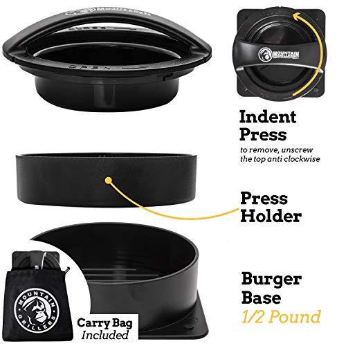 MOUNTAIN GRILLERS BURGER PRESS PATTY MAKER - HANDY NON-STICK MOLD WITH 40 PARKING PAPER FOR PERFECT BURGERS