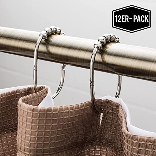 Wide shower curtain rings hooks stainless steel set of 12