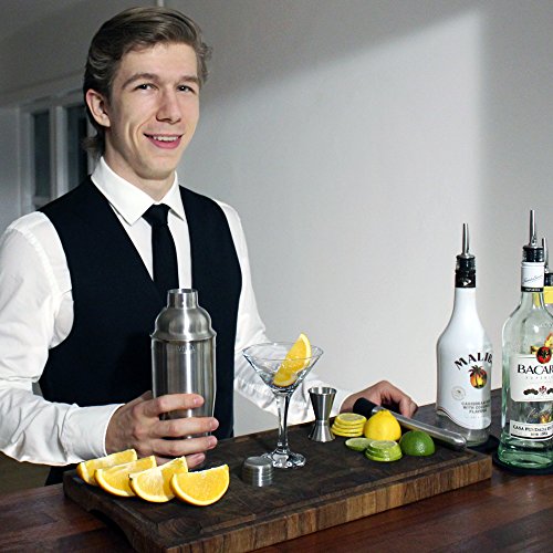 BARVIVO PROFESSIONAL COCKTAIL SHAKER SET WITH DOUBLE JIGGER AND TWO ALCOHOL POURERS - 710ML MARTINI SHAKER