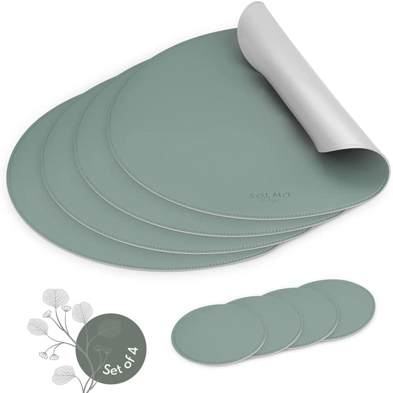 SÖLMO SØLMO I DESIGNER ROUND PLACEMAT MADE OF PU LEATHER - LARGE CHOICE OF COLORS - WIPABLE HEAT RESISTANT I PLACEMAT