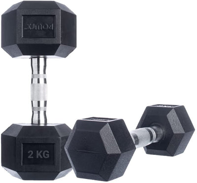 Hexagon dumbbells 2 x 20 kg set rubber dumbbells