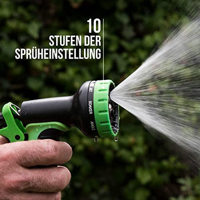 JARDINAX ERGONOMIC MULTIFUNCTIONAL GARDEN SHOWER WITH 9 SPRAY FUNCTIONS FOR ALL GARDEN HOSES