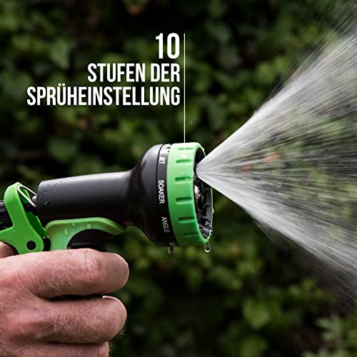 JARDINAX ERGONOMIC MULTIFUNCTIONAL GARDEN SHOWER WITH 9 SPRAY FUNCTIONS FOR ALL GARDEN HOSES