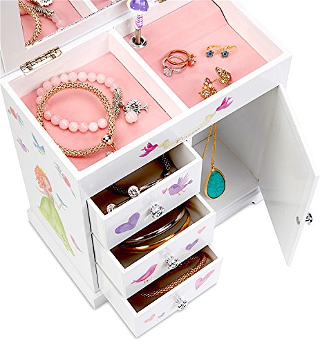 JEWELKEEPER - UNICORN MUSIC BOX JEWELRY BOX WITH 3 EXTENDABLE COMPARTMENTS