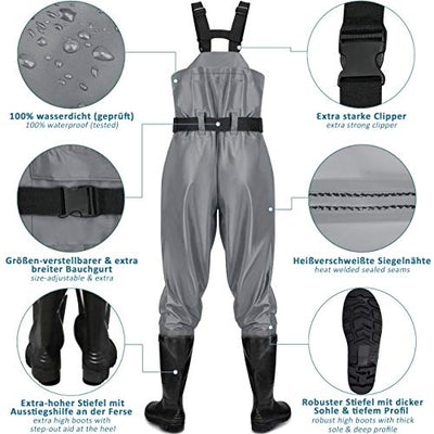 Waterproof Breathable Nylon Waders With Boots Neoprene Knee Pads