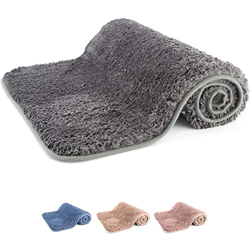 TRANQUILBEAUTY LUXURIOUS GRAY BATH MAT | NON-SLIP MICROFIBER BATH MAT 50X80 CM | SUPER SOFT