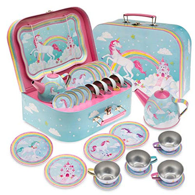 Children's play tin tea set carrying bag children's tableware play kitchen 15