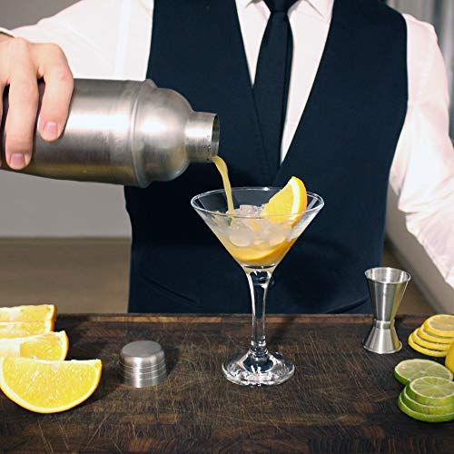 BARVIVO PROFESSIONAL COCKTAIL SHAKER SET WITH DOUBLE JIGGER AND TWO ALCOHOL POURERS - 710ML MARTINI SHAKER