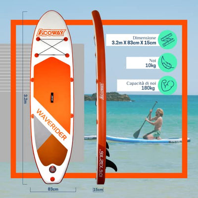 Inflatable stand up paddle board 320 x 815/84 x 15 cm/with 180 kg non-slip