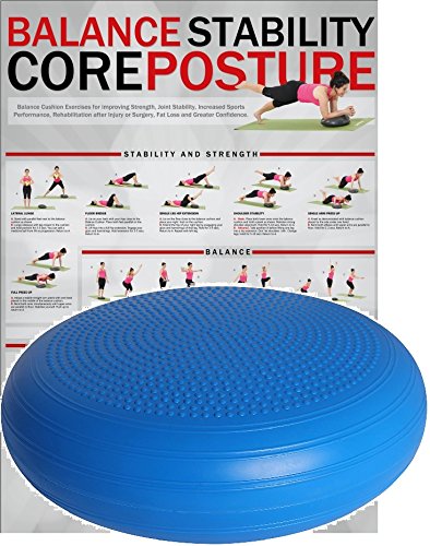 POWRX BALL SEAT CUSHION WITH DUBLES I 50 CM BALANCE CUSHION EXTRA LARGE I XXL BALANCE CUSHION BLUE PVC FREE I AIR PAD FOR FITNESS