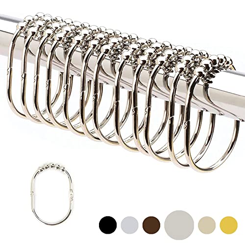 Wide shower curtain rings hooks stainless steel set of 12