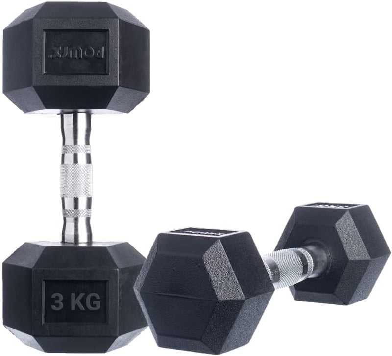 Hexagon dumbbells 2 x 20 kg set rubber dumbbells