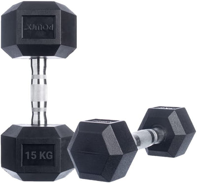 Hexagon dumbbells 2 x 20 kg set rubber dumbbells