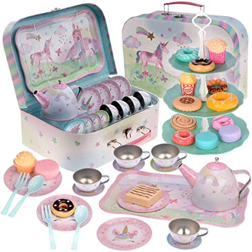 42-piece tea service set for young girls tin tea set children