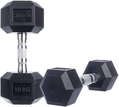 Hexagon dumbbells 2 x 20 kg set rubber dumbbells