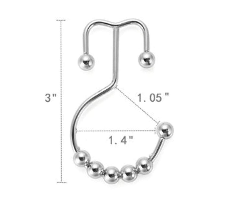 Shower curtain rings hook chrome finish 18/8 stainless steel double hook