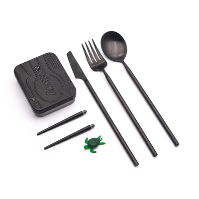 Travel cutlery from camping cutlery set for 1 person with chopsticks and case