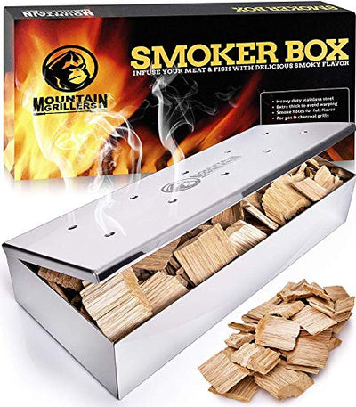 MOUNTAIN GRILLERS SMOKER BOX FOR GRILLING MADE OF STAINLESS STEEL - SMOKEBOX FOR A GREAT AROMA AT THE BBQ FOR GAS GRILL