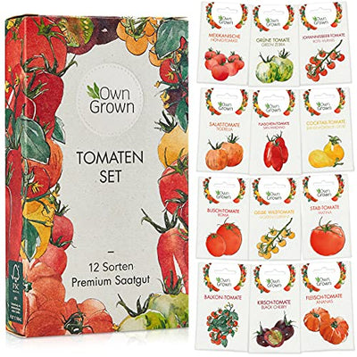 OWNGROWN TOMATO SEED SET: 12 TYPES OF TOMATO SEED SET FOR GARDEN AND BALCONY –