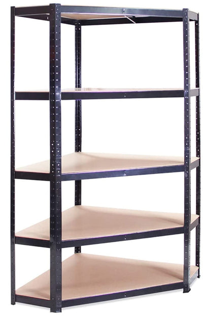 Grack Garage Corner Shelving Unit 180 x 90 x 90 x 30 x 84 cm Single Shelf Blue Pack of 5