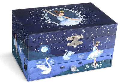 Musical jewelry box for girls with pull-out drawer