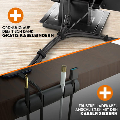 Cable duct desk made in Germany gray cable management